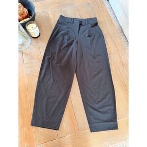 Lululemon Lab Pleated Wide Leg Cropped Trousers Pants Black 27